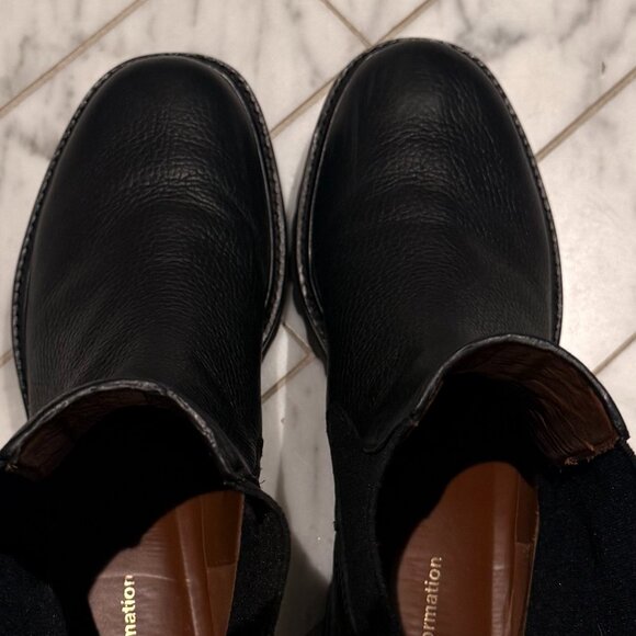 Reformation Katerina Black Leather Lug Sole Chelsea Boots Size 7.5 - Picture 4 of 4